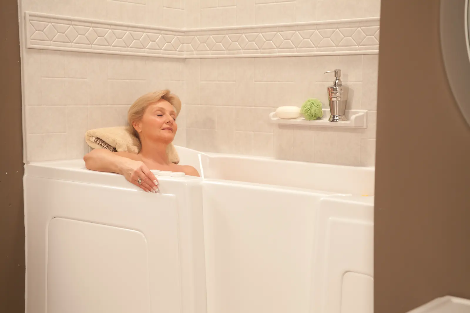 Walk-in tub with Roman Stone finish by Bath Planet of Metro NY