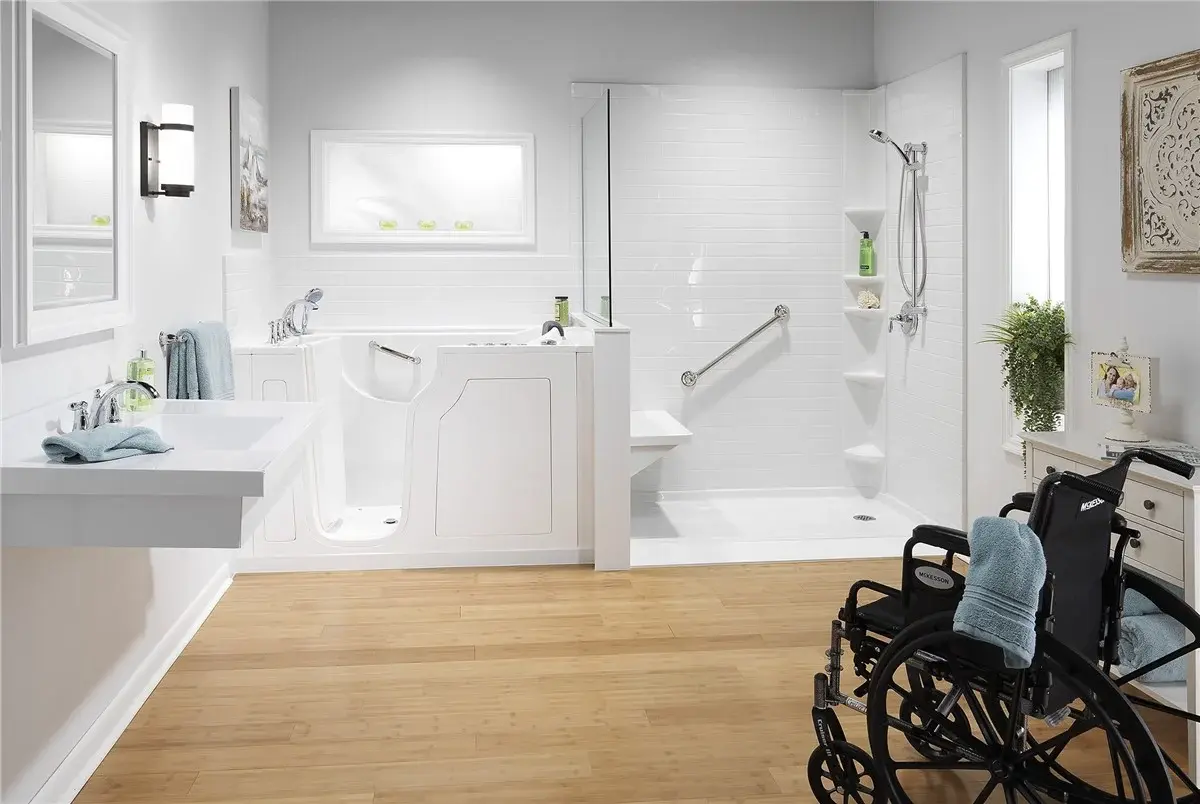 Before and after: Accessible Bathroom Suite in Bellmore, Nassau County