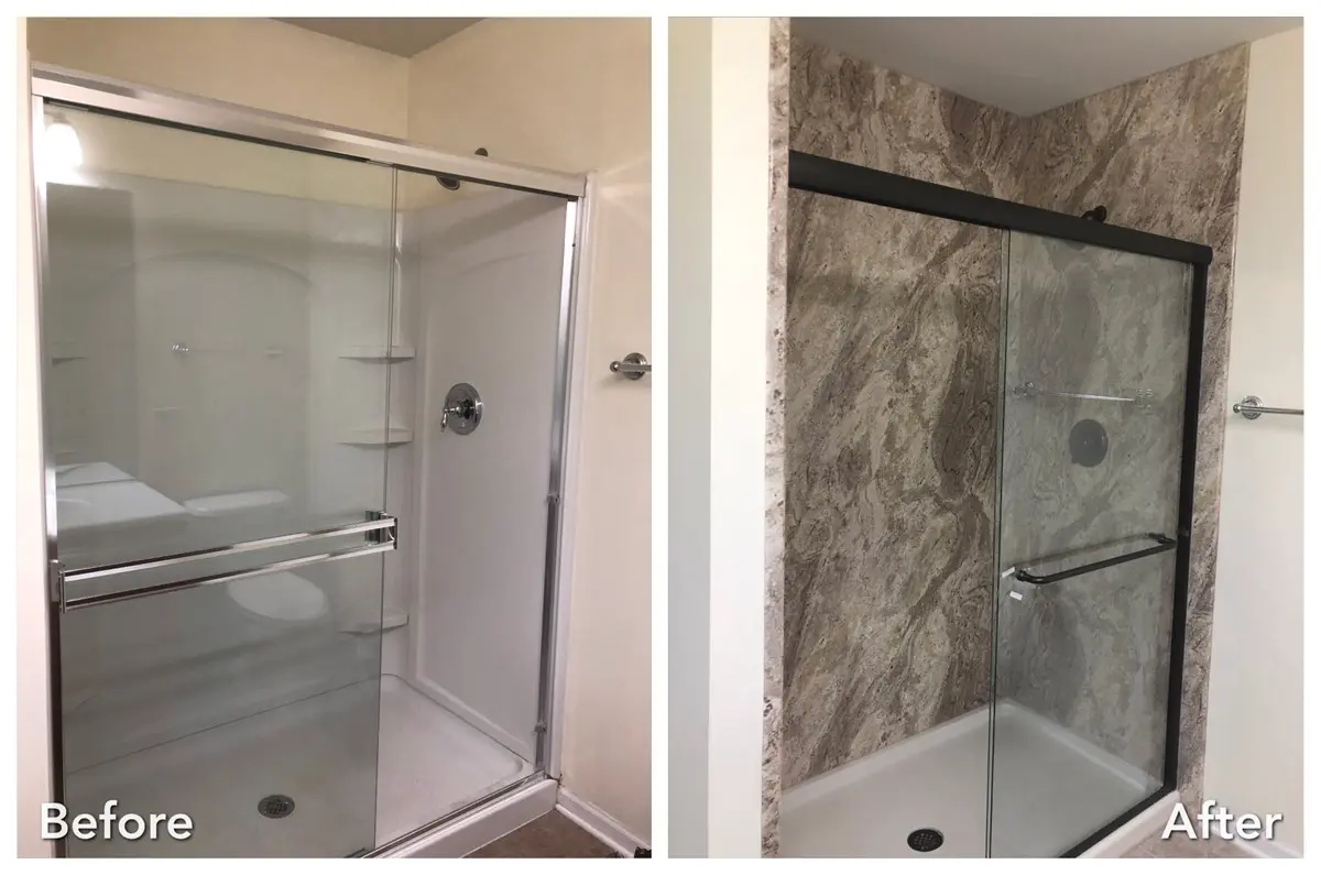 Before and after: Shower Surround Upgrade in Massapequa, Nassau County